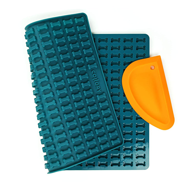 Collory Mini Knochen (2cm) Silikon Backform und Teigschaber Set, Backmatte für Hundekekse und Lecker