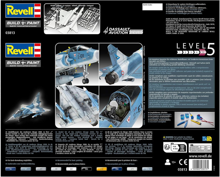 Revell Modellbausatz I Dassault Mirage 2000C I Detailreicher Level 5 Flugzeug Bausatz I 150 Teile I