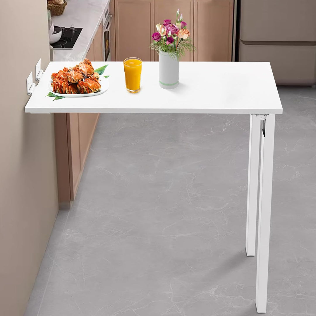 Wandmontierter Klapptisch mit Beinen, Klappbarer Esstisch aus Holz, Faltbarer Wandtisch für Kleine R