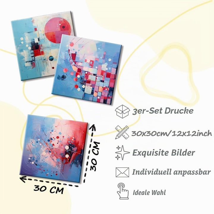 Piy Painting Abstraktes Gemälde Auf Leinwand, Abstraktes Leinwandbild, Rosa Blau Leinwand Wandbilder