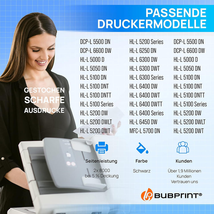 2 Toner kompatibel als Ersatz für Brother TN3480 für HL-L5100DN HL-L5100DNT HL-L5100DNTT MFC-L5750DW