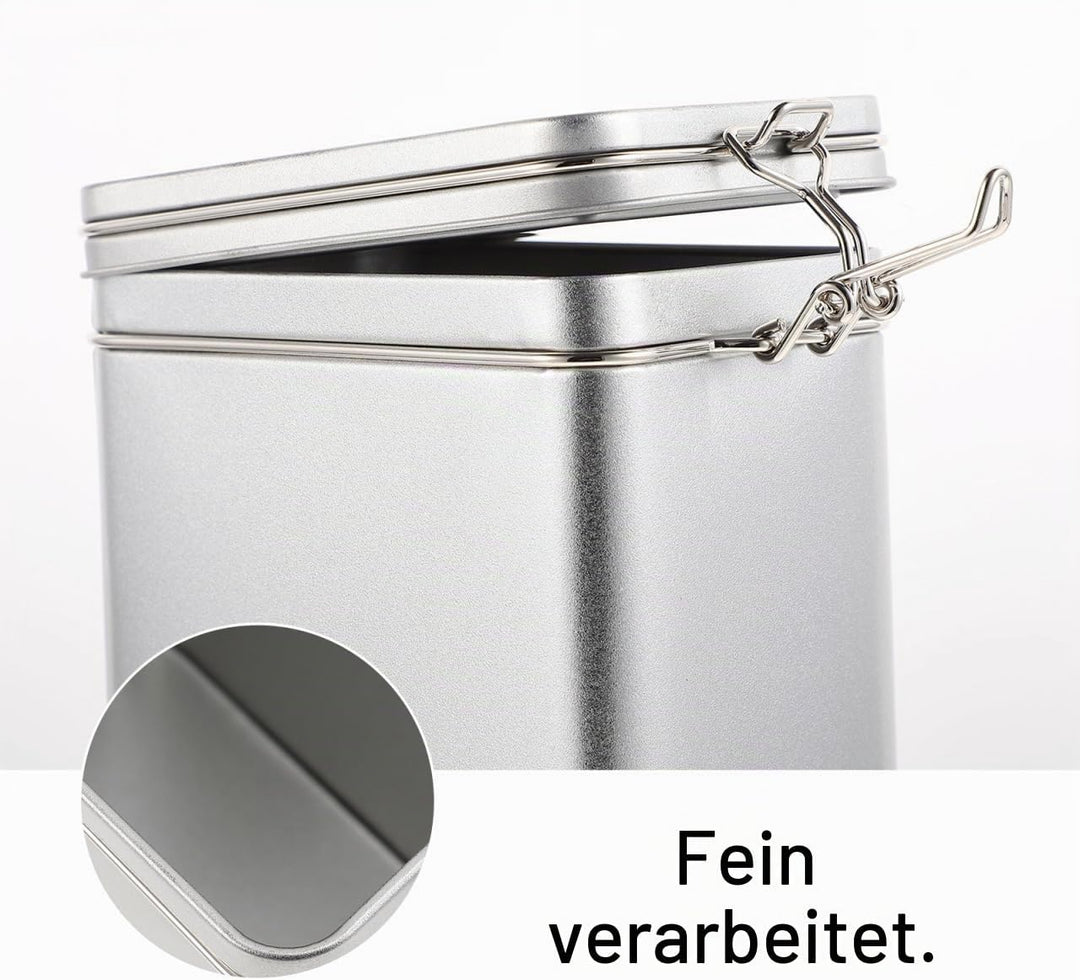 Edelstahl Luftdichte Kaffeedose mit Aromaverschluss Rechteckiger Vintage Kaffeebehälter aus Lebensmi