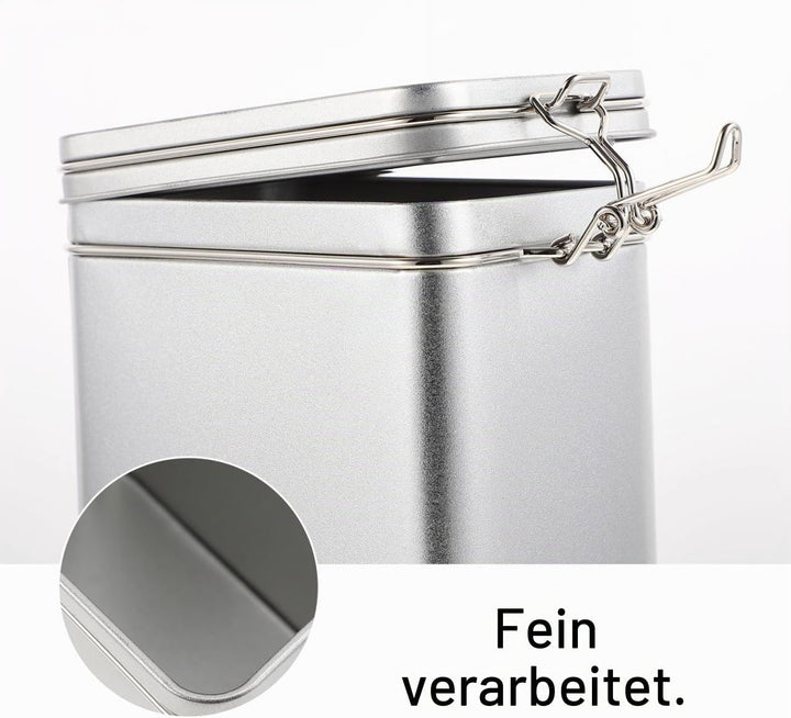 Edelstahl Luftdichte Kaffeedose mit Aromaverschluss Rechteckiger Vintage Kaffeebehälter aus Lebensmi