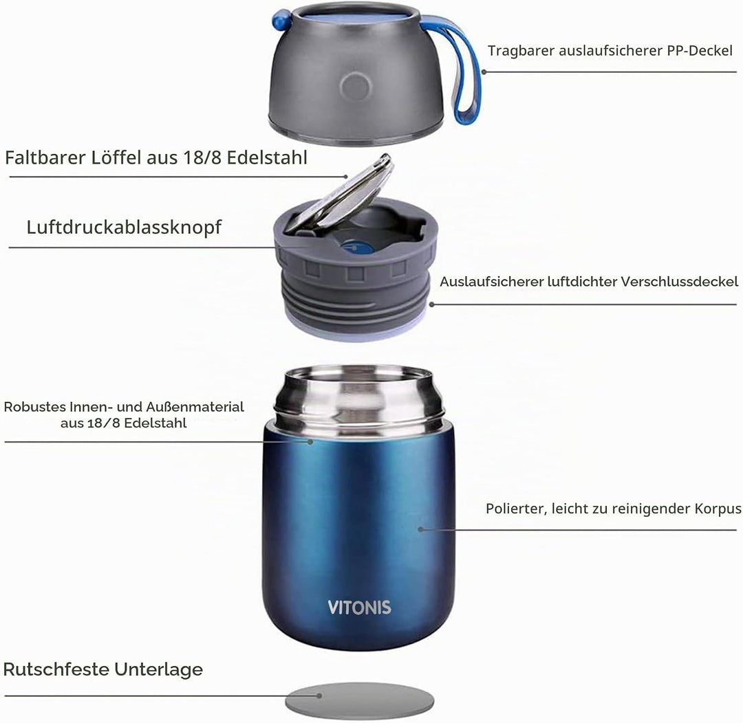 LOGEEYAR Thermobehälter für Essen 500ml Kinder Edelstahl Isolierbehälter Gefäss für warme Speissen,