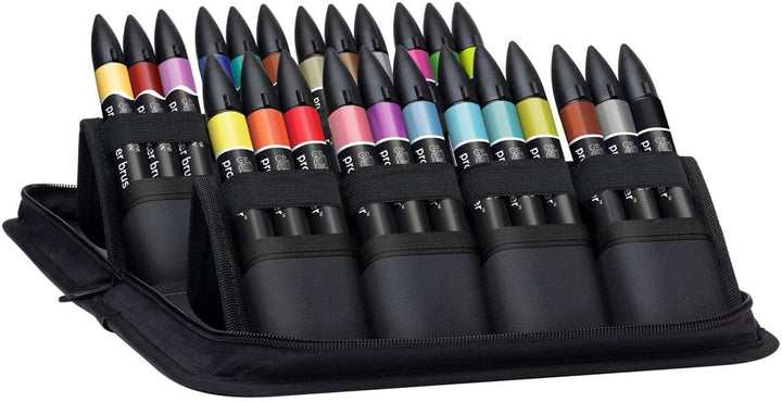 Winsor & Newton 0290037 Professioneller Layout Mixed Marker 24 Farben Set, 24 im Wallet, 2 Spitzen,