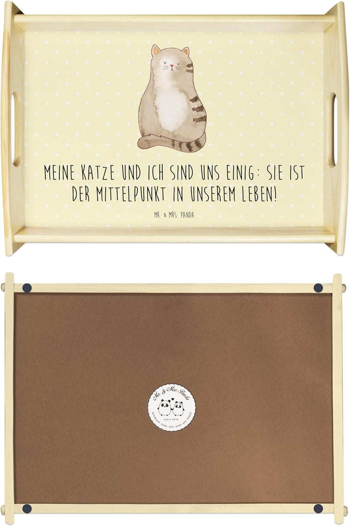Mr. & Mrs. Panda Servier Tablett Katze Sitzen - Geschenk, Cat, Serviertablett, Katzen, Herz, kaffeet