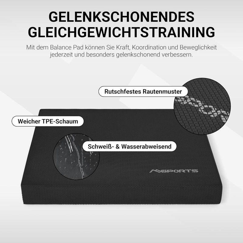 MSPORTS Balance Pad - Premium - inkl. Balance - Übungsposter - Gleichgewichtstraining und Koordinati