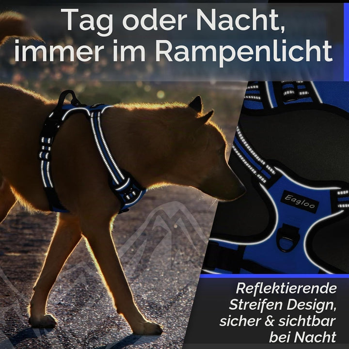 Eagloo Hundegeschirr Kleine Hunde, Anti Zug Hundegeschirr mit Reflexstreifen und Kontrolle, Verstell