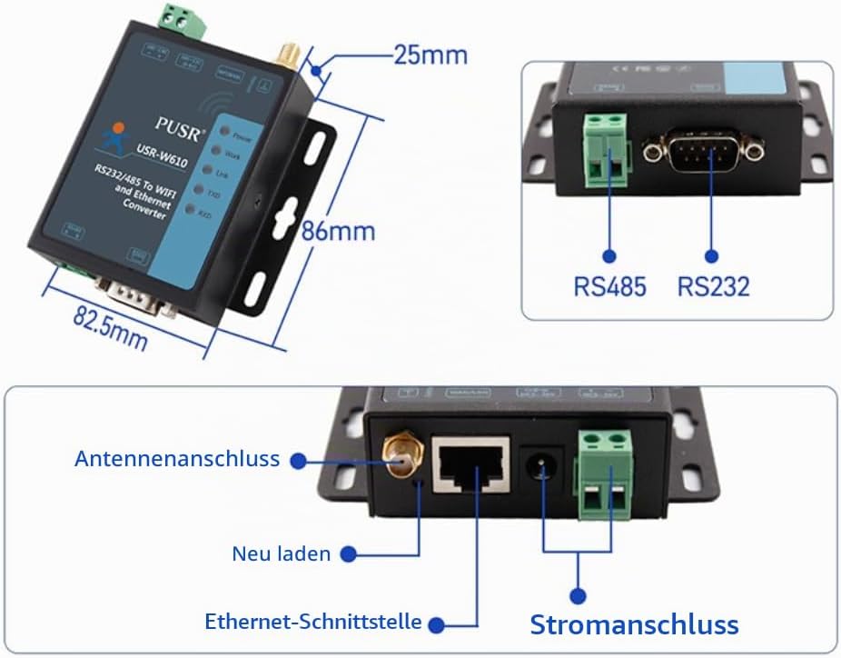 USR-W610 Wireless Converter Serial to WiFi Ethernet Converter RS485/RS232 WiFi Serial Server Support
