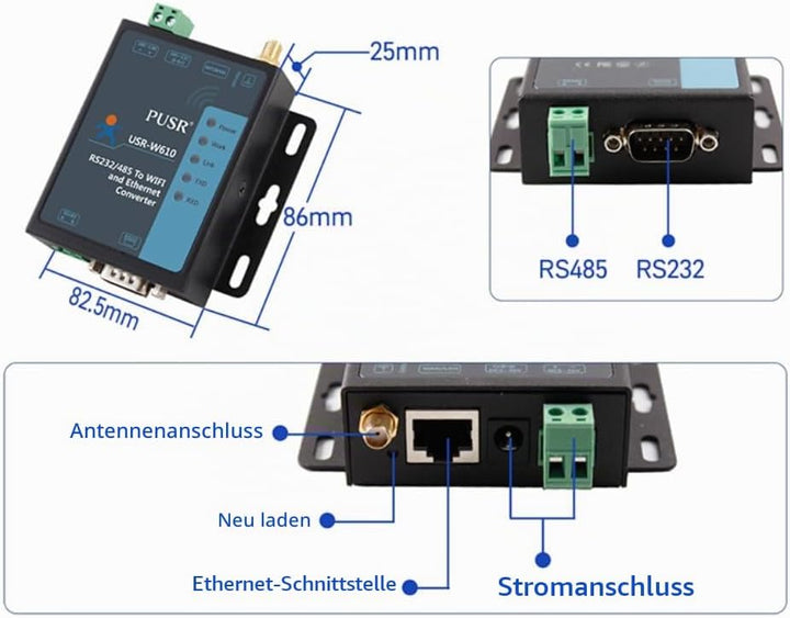 USR-W610 Wireless Converter Serial to WiFi Ethernet Converter RS485/RS232 WiFi Serial Server Support