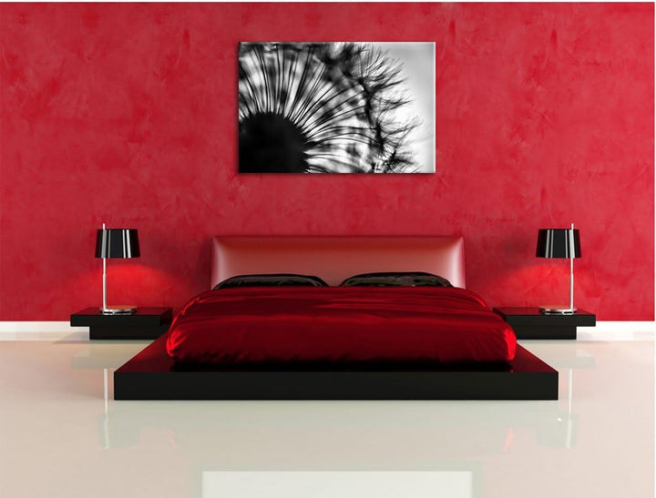Pixxprint Monocrome, Pusteblume vor grauem Hintergrund, Format: 100x70 auf Leinwand, 100x70