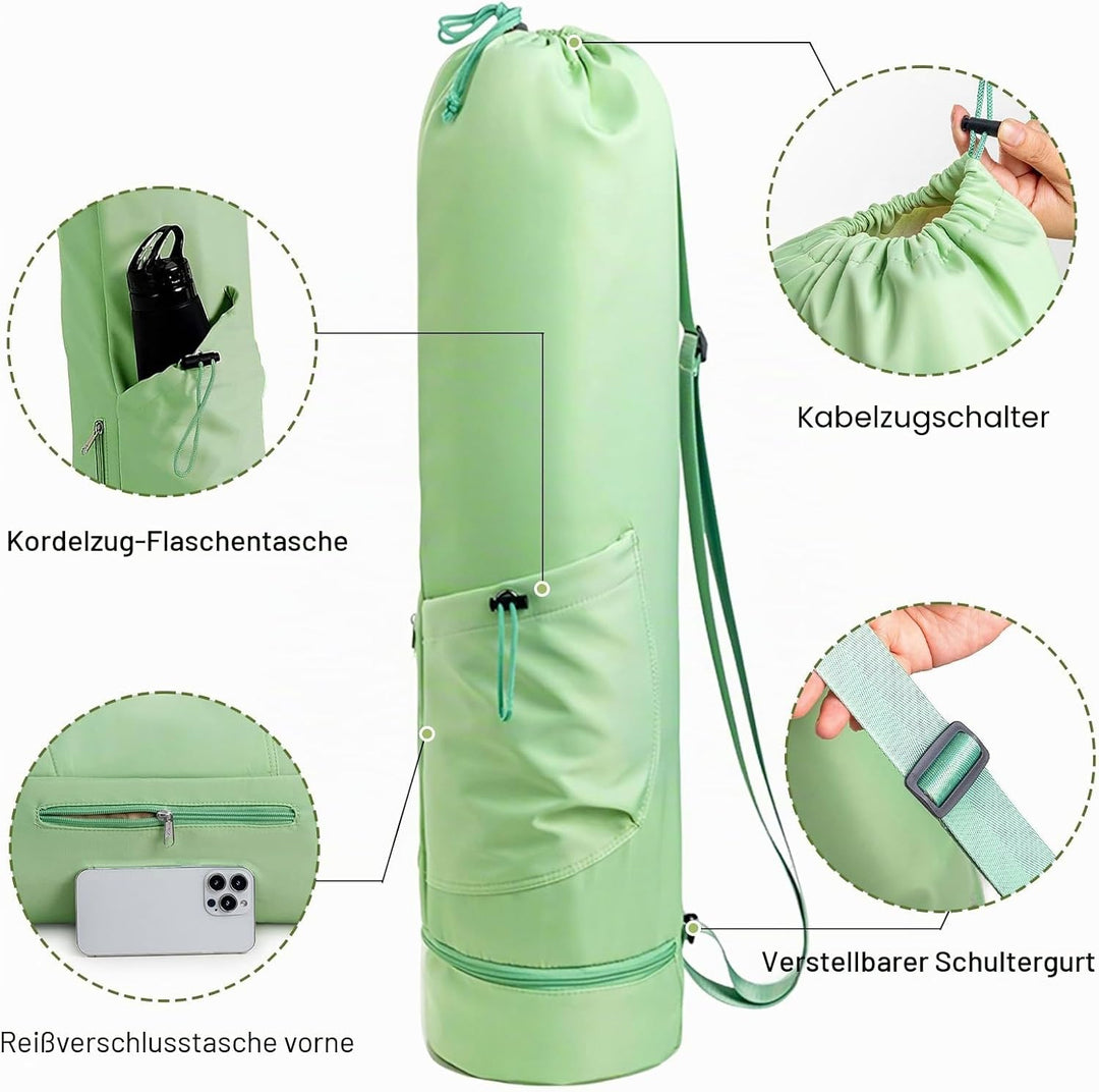 Yogatasche mit Nassfach und Flaschentasche, Sporttasche Damen Verstellbarer Schultergurt Yogamatte T