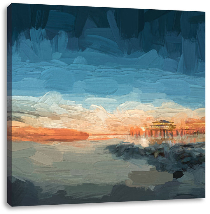 Pixxprint Timmendorfer Strand als Leinwandbild/Grösse: 70x70 cm/Wandbild/Kunstdruck/fertig bespannt,