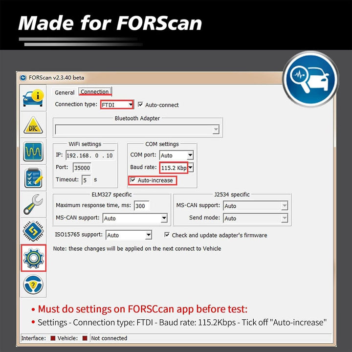 JUTA VLINKER FS OBD2 USB Adapter OBD-II Diagnosegerät für FORSscan mit HS/MS-CAN Auto Switch