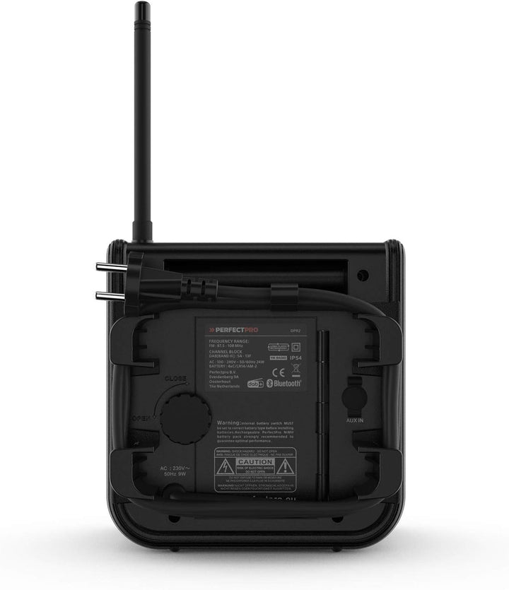 PerfectPro Baustellenradio DABPRO, DAB+ und UKW-Empfang, AUX-Eingang, MP3, Bluetooth, Netzstrom und