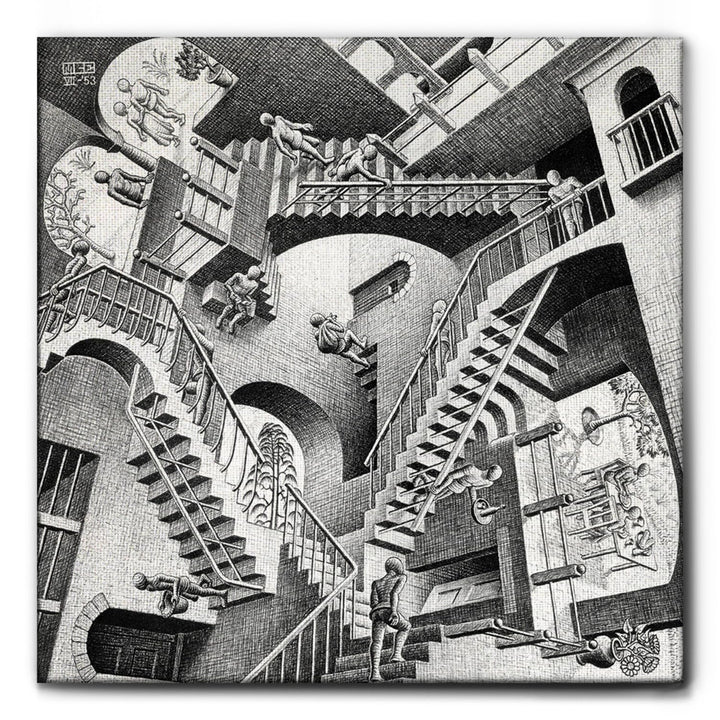 Giallobus - Bild - Druck AUF LEINWAND - M.C. Escher - RELATIVITÄT - 70 x 70 cm, 70 x 70 CM