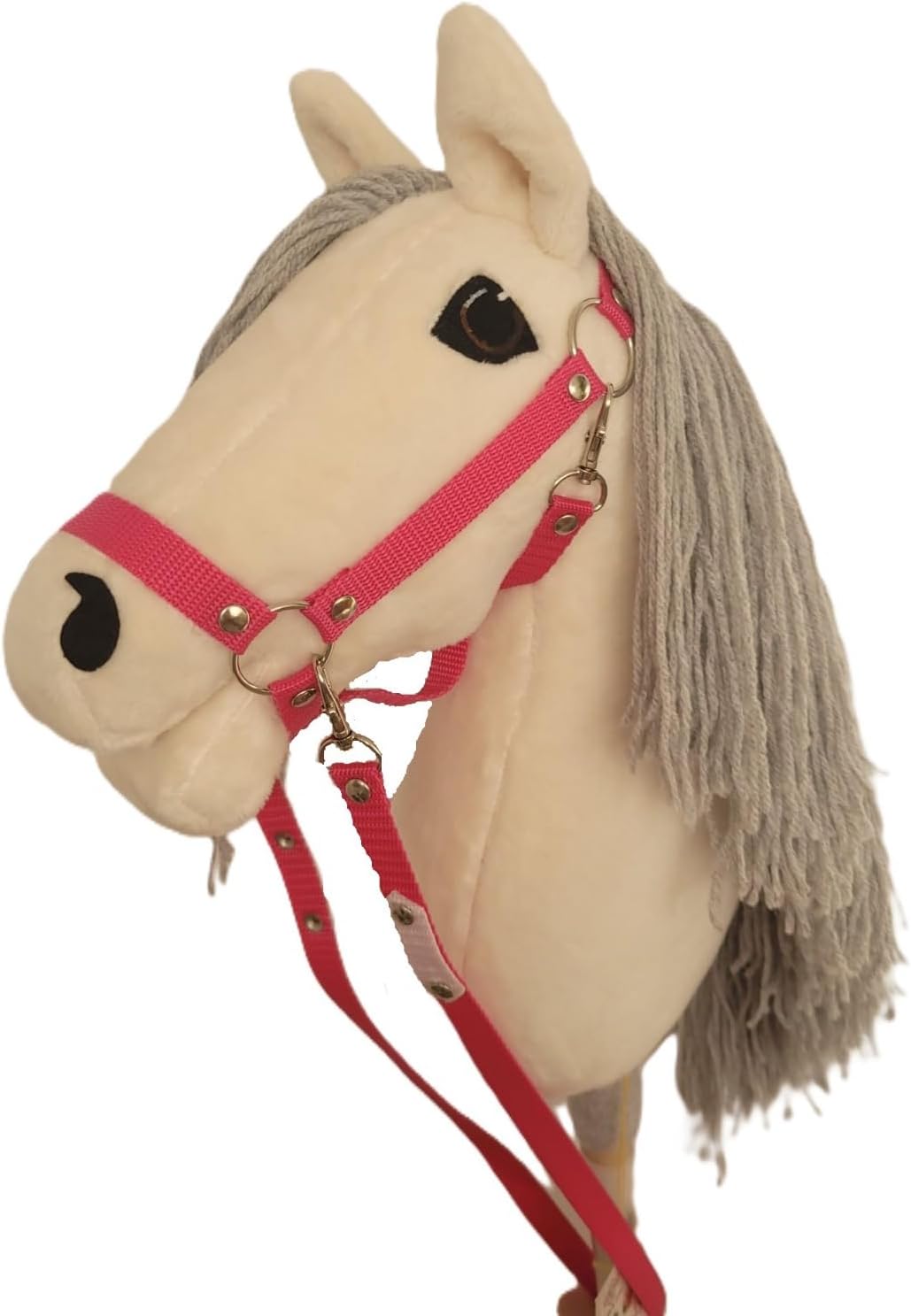 HORSE & toys Hobby Horse Gross A3 (Pferd auf Stock) mit Halfter wie Abbildung (schwarz) für Kinder,