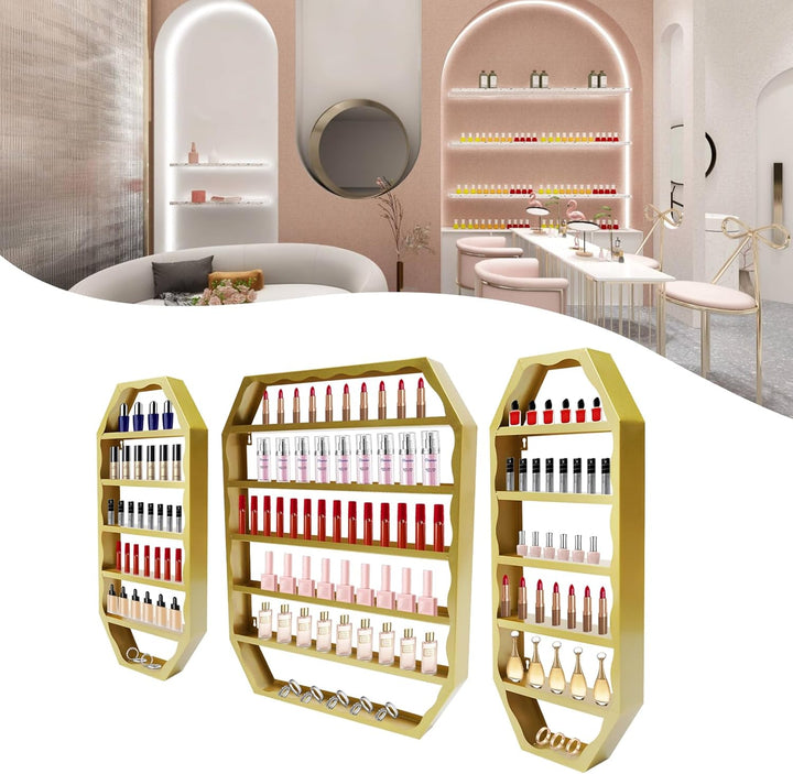 C-Juzarl 6 Etagen Nagellackregal, Metall Nagellack Wandregal 3er set Platzsparendes Display, Wandmon