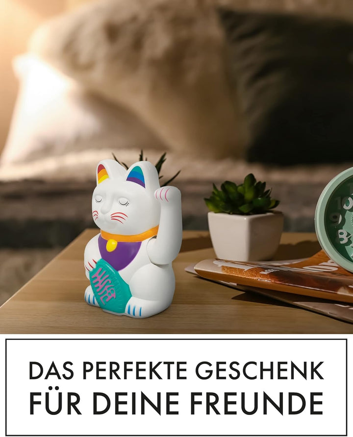 ANGRY CAT Regenbogen Winkekatze - Bunte Lucky Cat in Regenbogen Farben - süsse WinkKatze - Katze mit