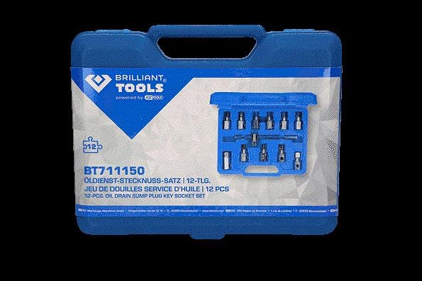 BRILLIANT TOOLS BT711150 Öldienst-Stecknuss-Satz, 12-tlg [Powered by KS TOOLS]