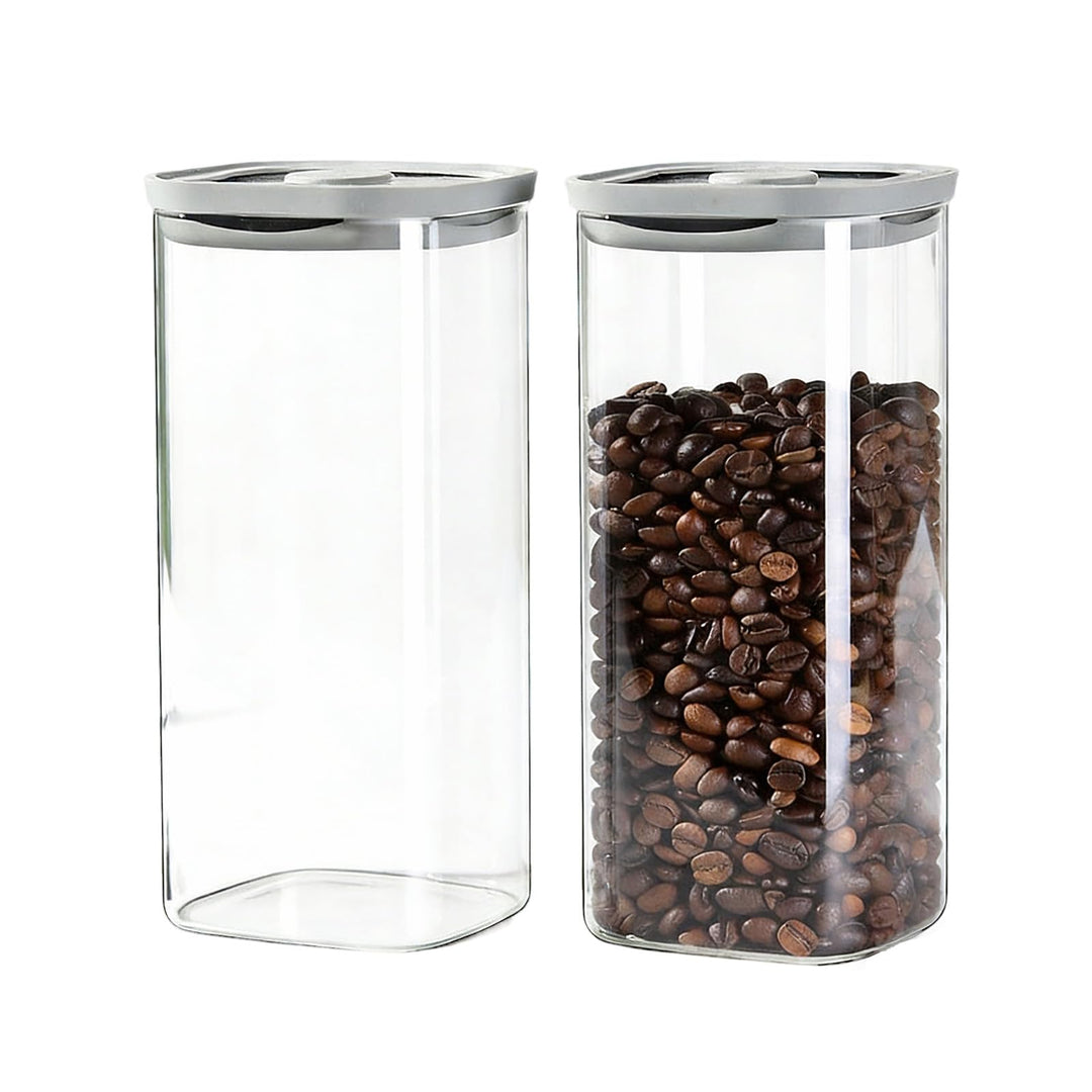 Luftdichtes Glas für Kaffeebohnen (2 Stück), Rechteckiges Vorratsglas mit Deckel, Insektensichere Gl