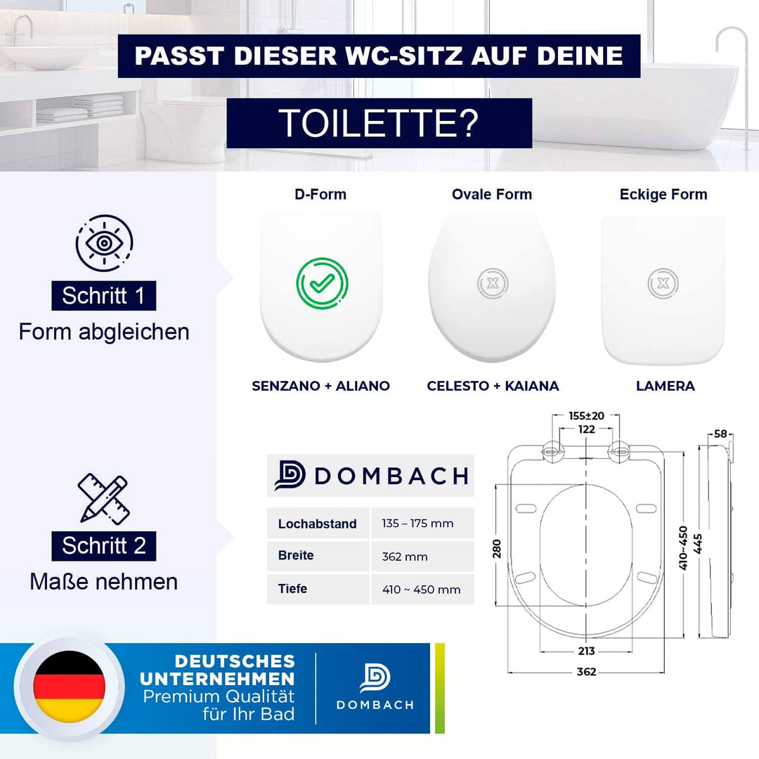 Premium Toilettendeckel mit Absenkautomatik Abnehmbar (Weiss) WC Sitz mit Absenkautomatik, Klodeckel