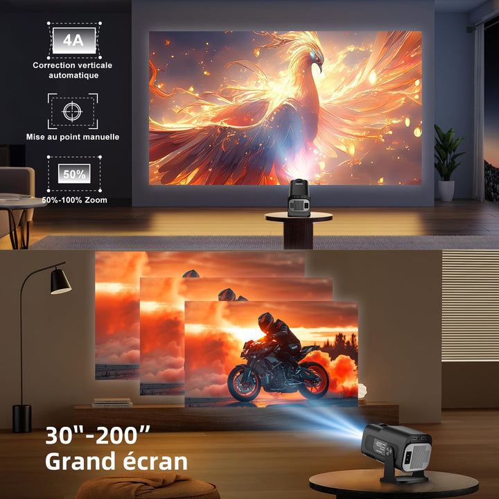 ZDSSY Mini Beamer 4k 1080P Unterstützt Klein Projektor Portable mit WiFi 6 BT 5.4,Tragbarer Video Sm
