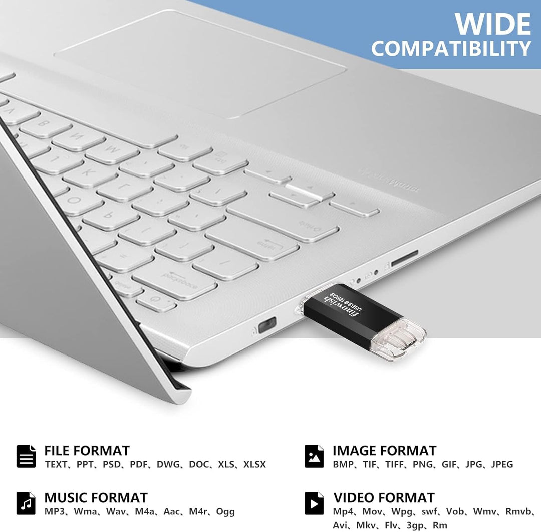 USB C Stick 128GB Speicher 40 MB/s Dual-Laufwerk Typ C + USB 3.0 Flash Drive-Speicherstick Memory St