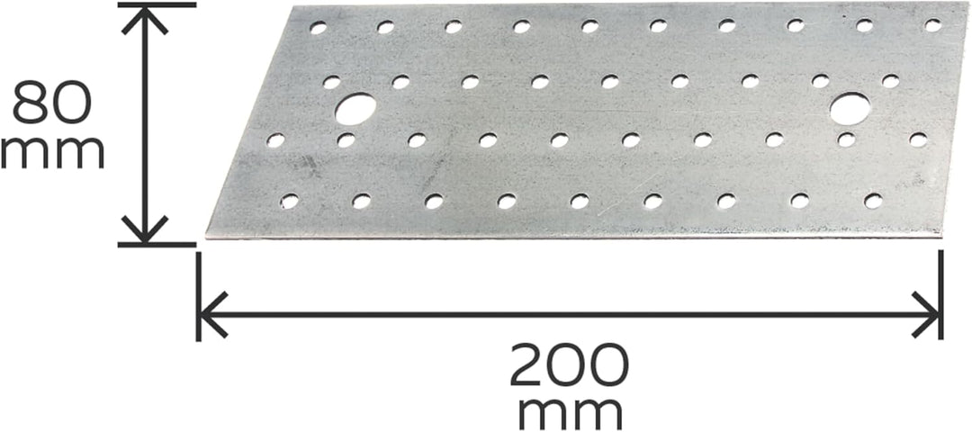 Alberts 847258 Lochplatte | sendzimirverzinkt | 200 x 80 mm | 25er Set 200 x 80 mm / 25 Stk., 200 x