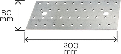 Alberts 847258 Lochplatte | sendzimirverzinkt | 200 x 80 mm | 25er Set 200 x 80 mm / 25 Stk., 200 x