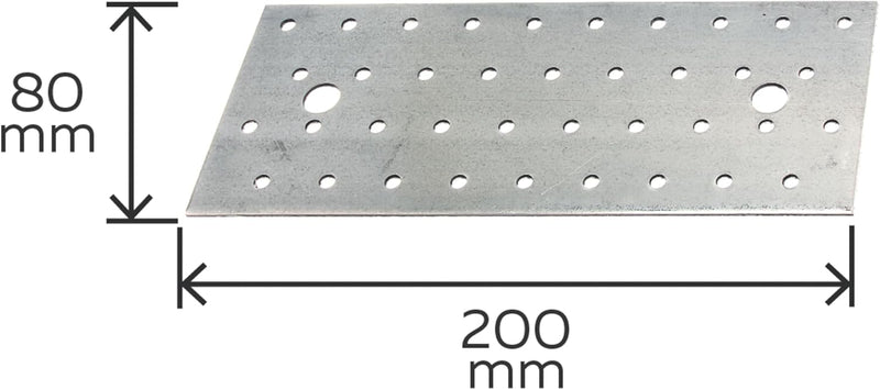 Alberts 847258 Lochplatte | sendzimirverzinkt | 200 x 80 mm | 25er Set 200 x 80 mm / 25 Stk., 200 x