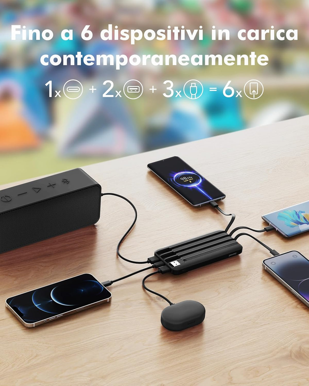 Charmast Powerbank mit integrierten Kabeln, 22,5 W 20000 mAh Powerbank Schnellladung, tragbares Lade