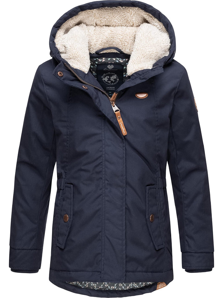 Ragwear Kinder Mädchen Winterjacke Wintermantel Outdoorjacke mit Kapuze Elvina 128-152 140 Navy, 140