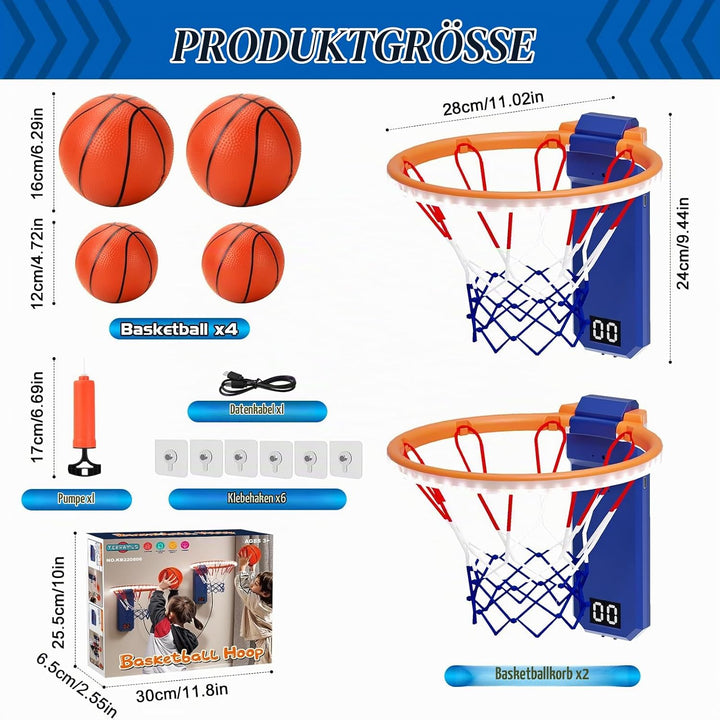 Mini Basketballkorb, 2pcs Basketballkorb mit Elektronische Anzeigetafel, Indoor Hoop Höhenverstellba