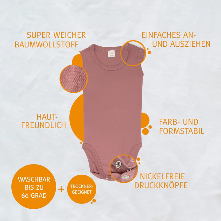 wellyou – Baby Body ohne Arm aus 100% super weicher Baumwolle – 2er Set Kinder Body Ärmellos für Mäd