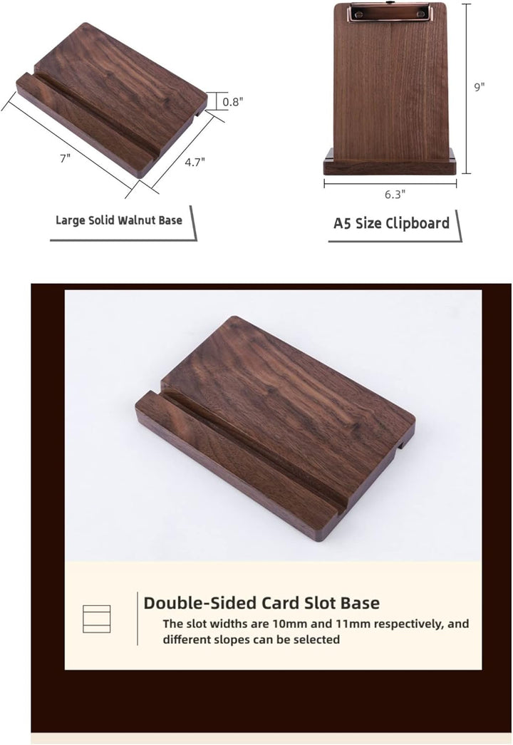 Klemmbrett aus massivem Hartholz mit Ständer, Menühalter aus Holz für Restaurants, Tischständer, Qui