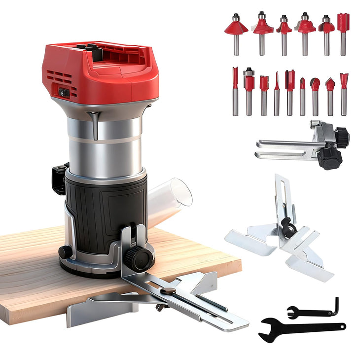 Akku-Oberfräse für Milwaukee 18V-Akku, 800W Handfräse für Holzbearbeitung, 6 Geschwindigkeiten (10.0