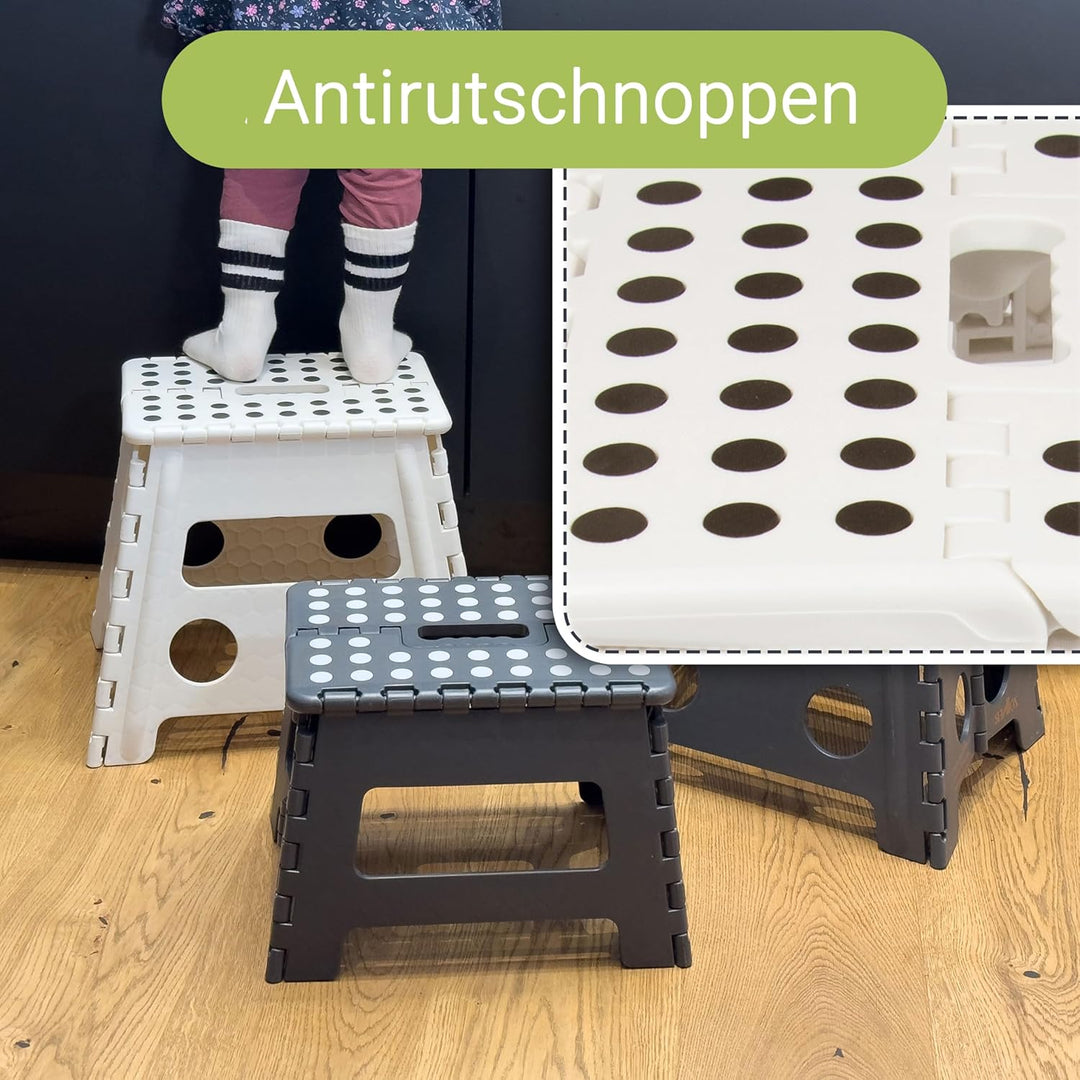 ZOLLNER Tritthocker faltbar - Klapphocker für Kinder und Erwachsene bis 120kg - Anti-Rutsch-Beschich