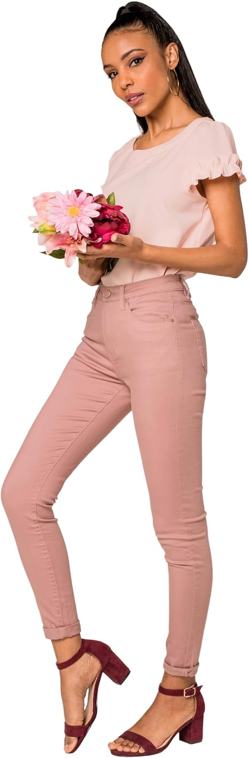 Nina Carter P056 Damen Jeanshosen Skinny Fit Jeans High Waist S Rosa (P109-16), S Rosa (P109-16)
