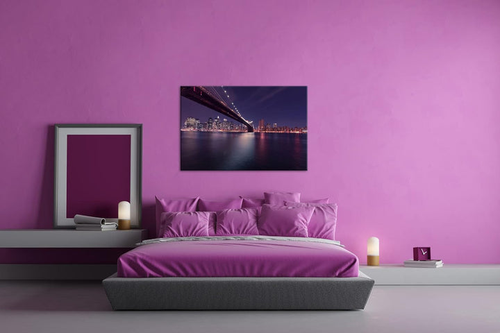 deyoli Brooklyn Brücke mit atemberaubenden Blick auf New York im Format: 80x60 als Leinwandbild, Mot