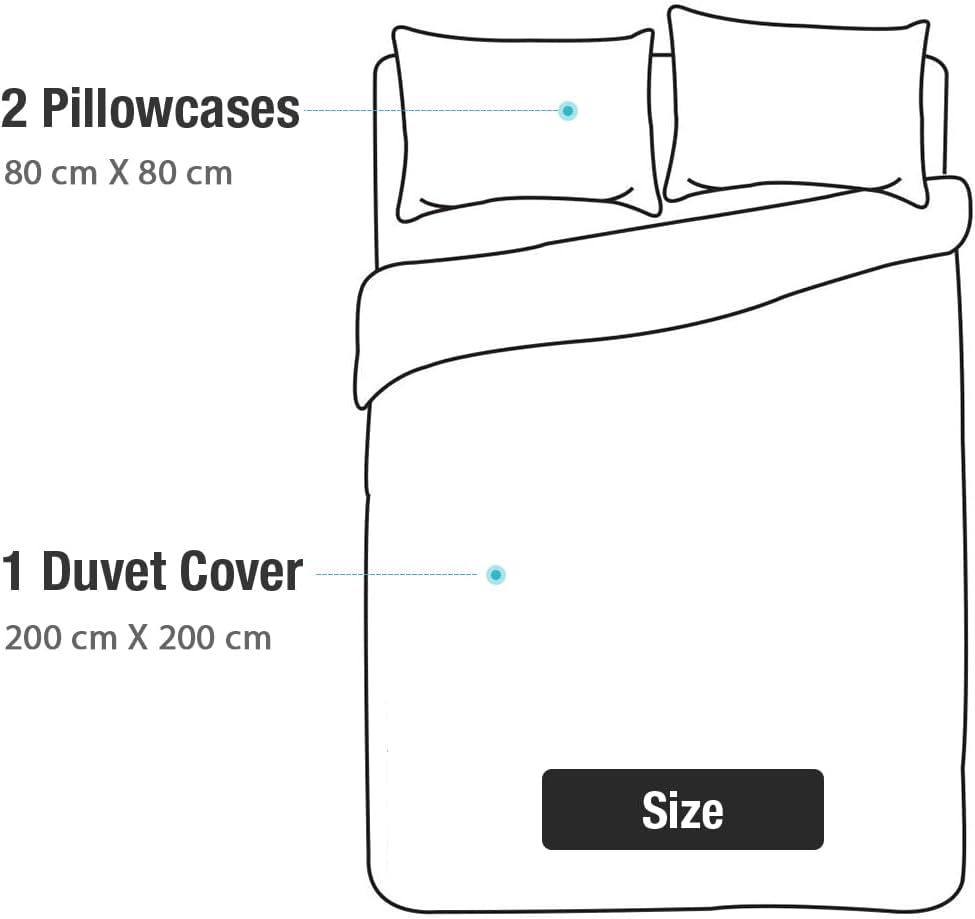 Lekesky Bohemian Bettwäsche 200x200 cm 3 Teilig - Bettbezug mit Reissverschluss und 2 Kissenbezug 80