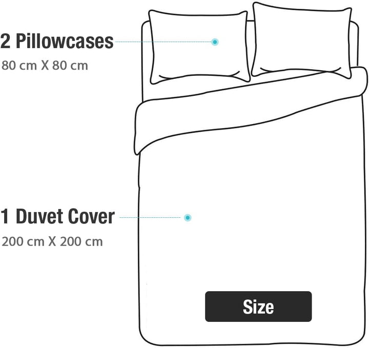 Lekesky Bohemian Bettwäsche 200x200 cm 3 Teilig - Bettbezug mit Reissverschluss und 2 Kissenbezug 80