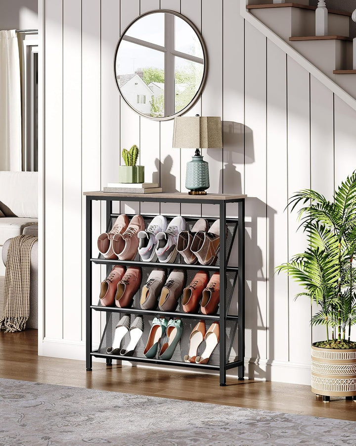 Schuhregal, 4-stufige Schuhablage, Schuhschrank schmal, Schuhständer, Schuhaufbewahrung, Schuh-Organ