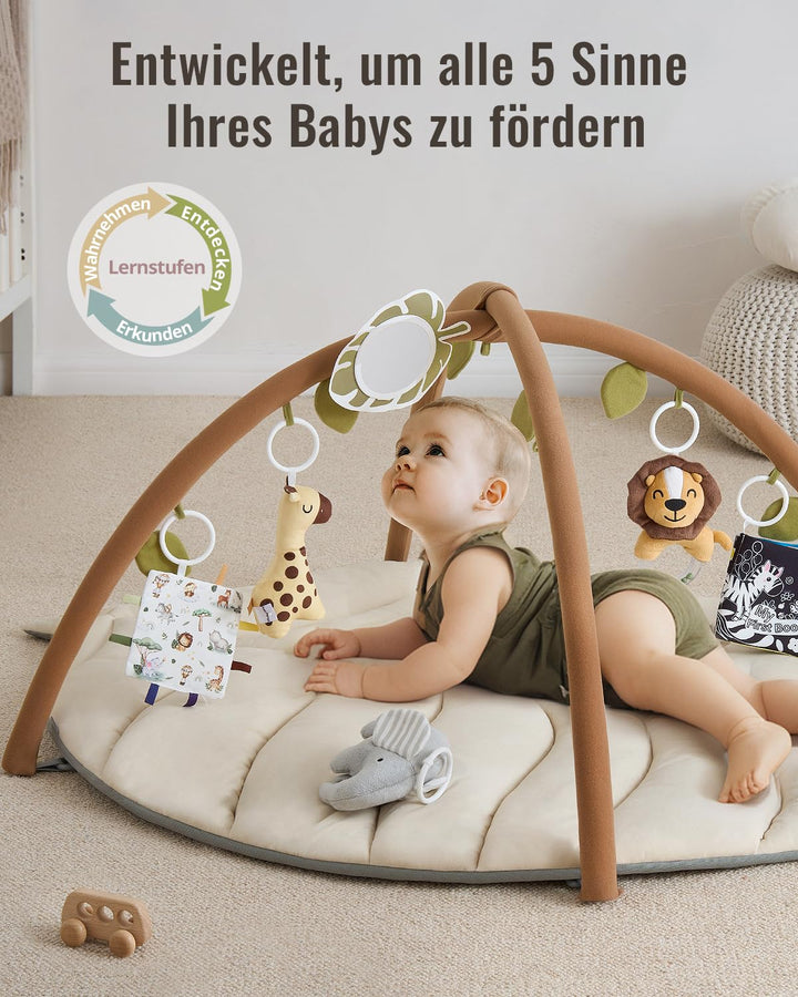Blissful Diary Spielbogen Baby, Übergrosses Blattförmiges Spieldecke Baby Gym Activity Decke mit 6 A