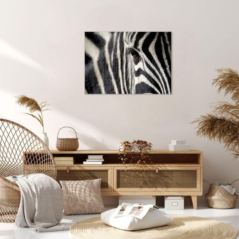 Bilder auf Leinwand Zebra Streifen Tierwelt Safari Leinwandbild 70x50cm Wandbilder Dekoration Wohnzi