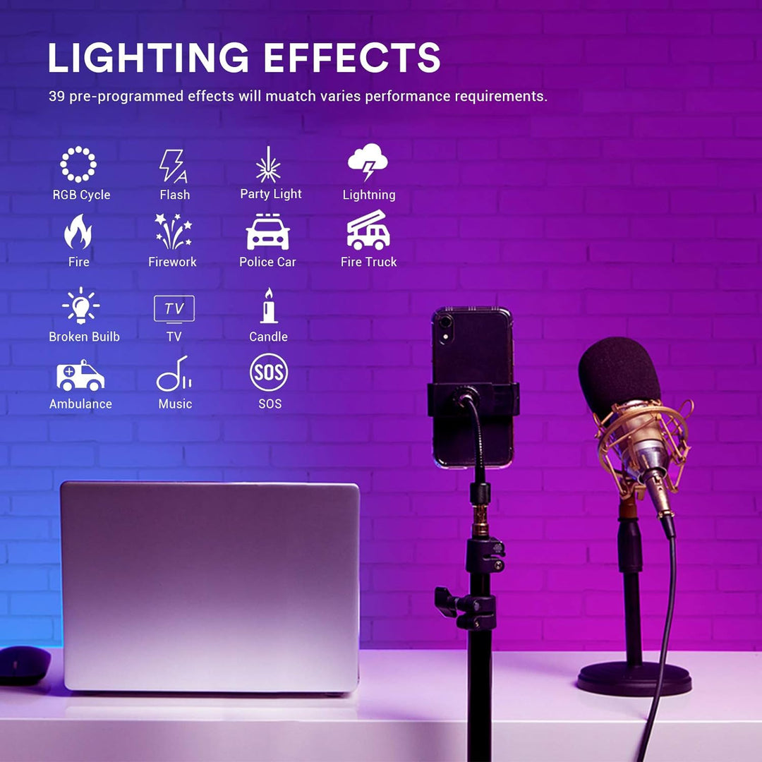 Godox CL10 RGB LED Webcasting Umgebungslicht 10W, Farbton 0-360° und 36000 Farben, 39 Fx-Effekte No