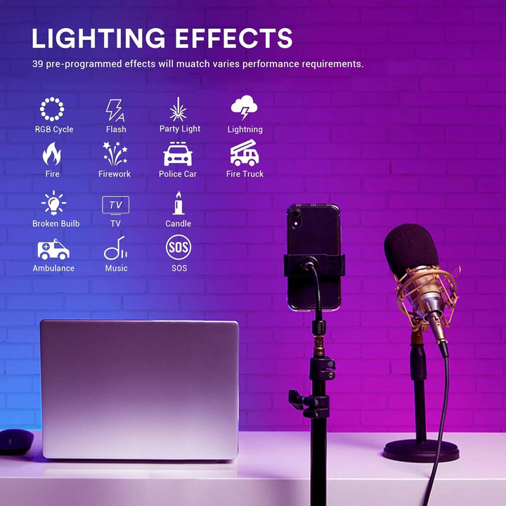 Godox CL10 RGB LED Webcasting Umgebungslicht 10W, Farbton 0-360° und 36000 Farben, 39 Fx-Effekte No