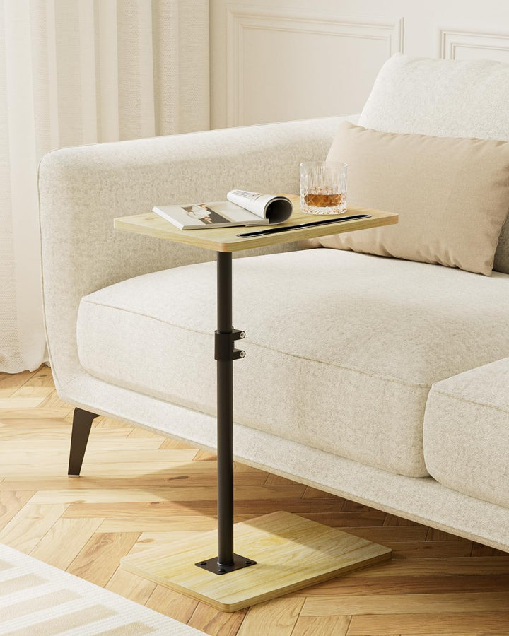 Beistelltisch, C-Form Höhenverstellbar Sofatisch, 360°Rotierend Couchtisch Klein,40x30x(45-81) cm,Ho