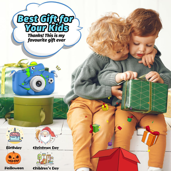 Kinderkamera, Dinosaurier Selfie Digital Kamera mit 32GB Karte, Weihnachts Geburtstagsgeschenk für J
