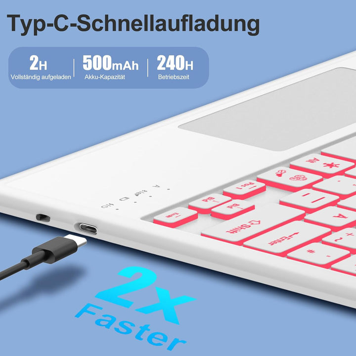 Hülle mit Tastatur für iPad Air 13 Zoll M4 2026/M3 2025/M2 2024 con Touchpad, Magnetisch Abnehmbare